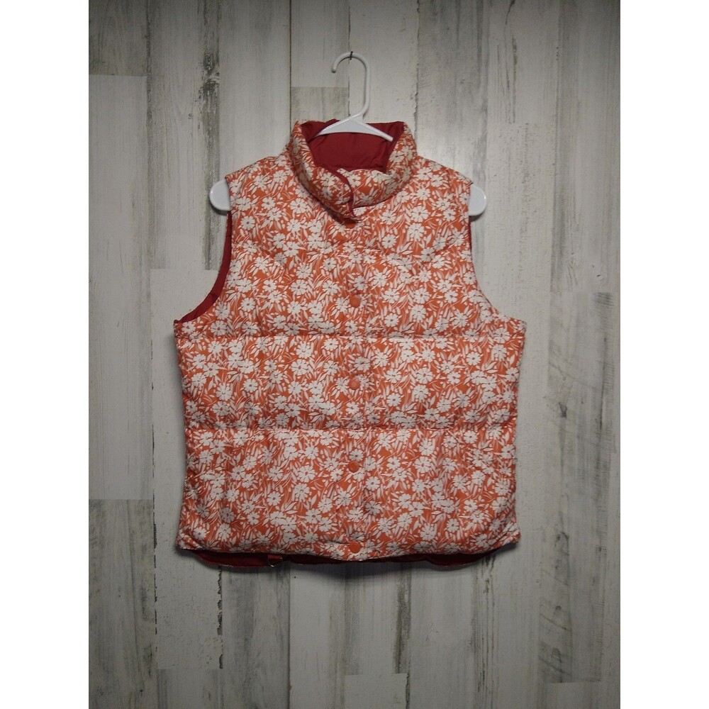 AMERICAN EAGLE Womenโs Size Medium Puffer Vest Snap Puffer Down Reversible